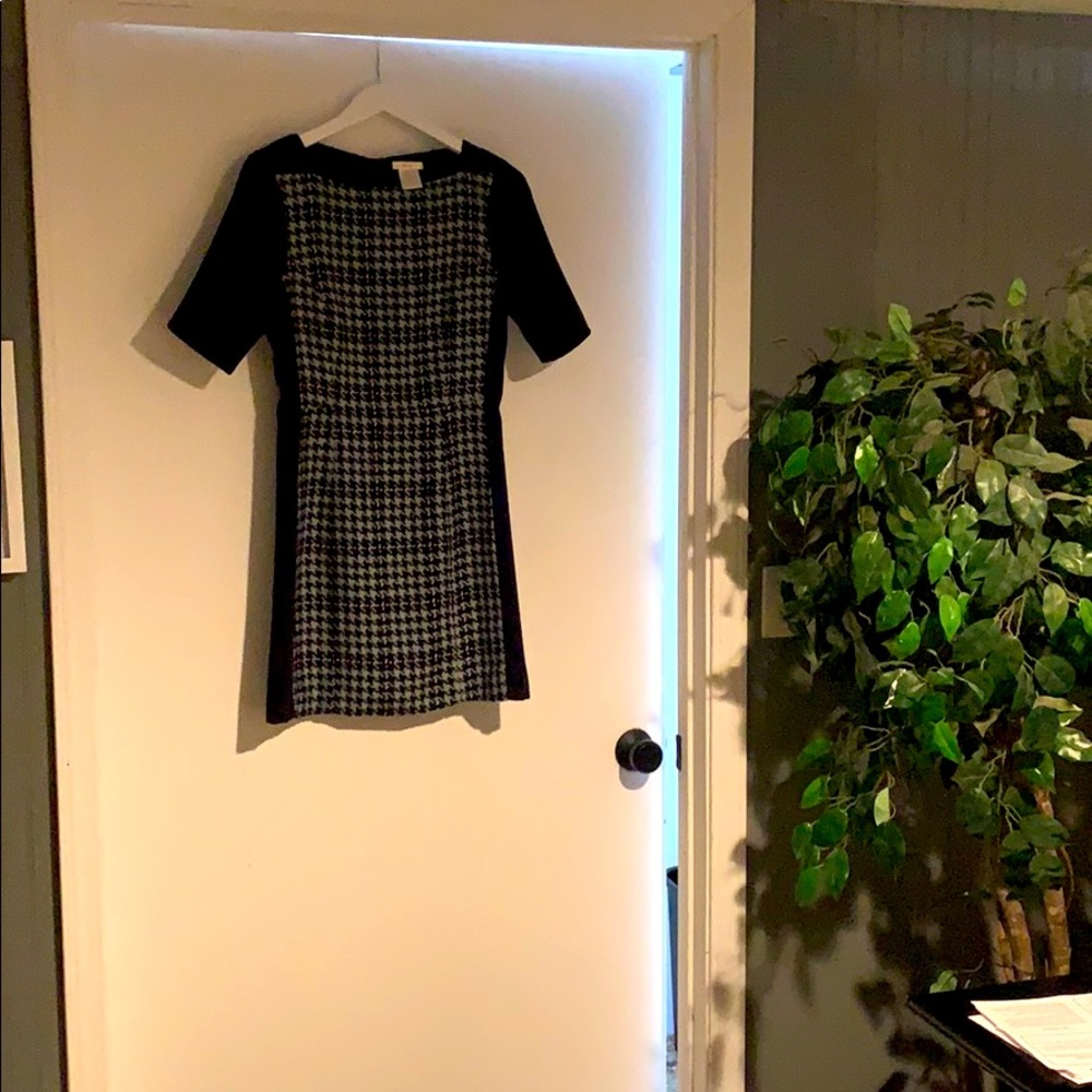 Navy houndstooth mini dress